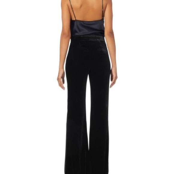 🪲 RARE Veronica Beard Ramsey Wide-leg High-waist Velvet Tux Pants, Black - Picture 3 of 15